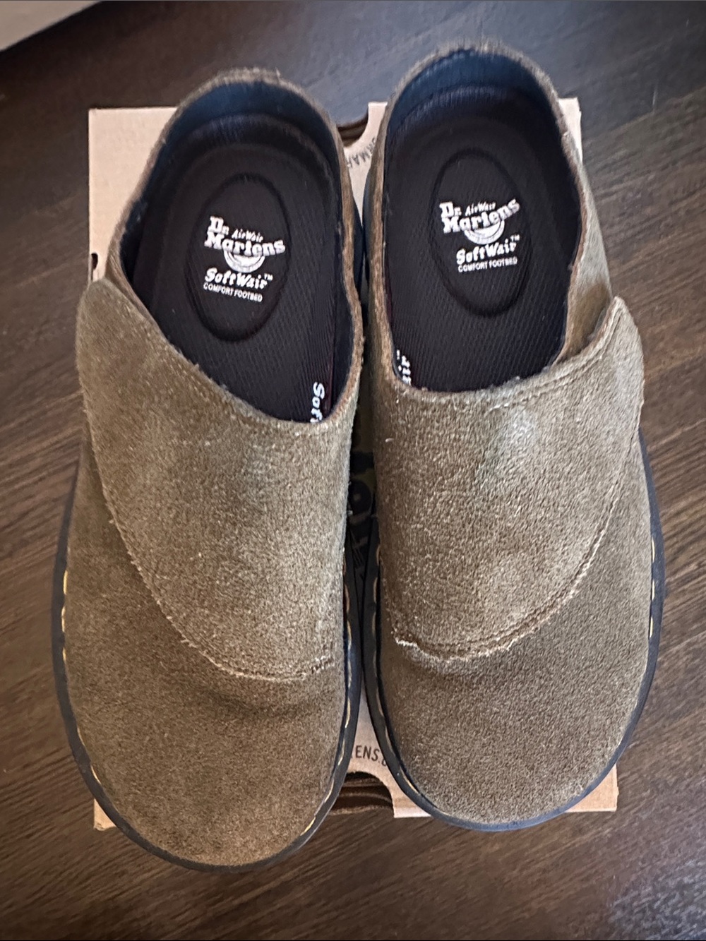 Dr. Martens Bronx Suede Zebzag Green Suede Slip-On Clogs Velcro straps Women’s 8 - Picture 3 of 5